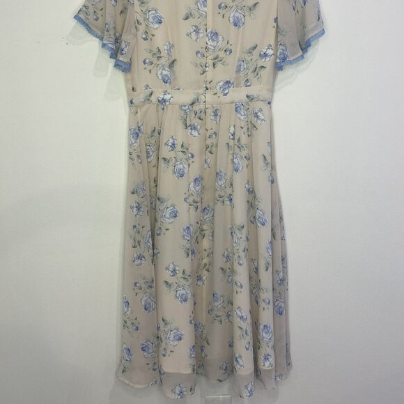 Lightweight, Cross Front Neck, Zip Back, Short Sleeve, Summer, Dress - Size L - Picture 4 of 11